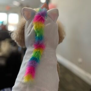 White Unicorn Costume with Rainbow Hair for Dogs or Cats